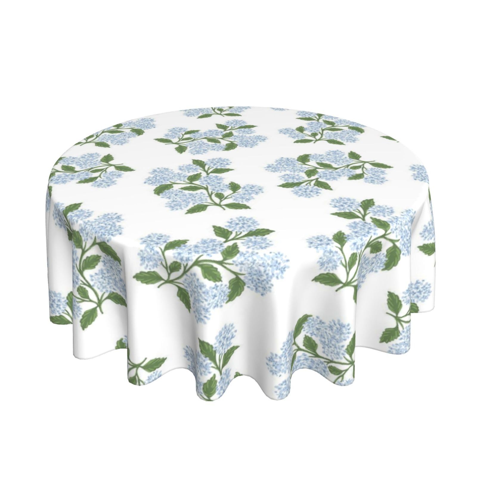 BYONEESS Spring Summer Blue Green Hydrangea Flower Tablecloth 60 Inch Vintage Chinoiserie Flowers Table Cloth Vintage Floral Table Cover for Kitchen Dining Picnic Indoor Decor — image 1