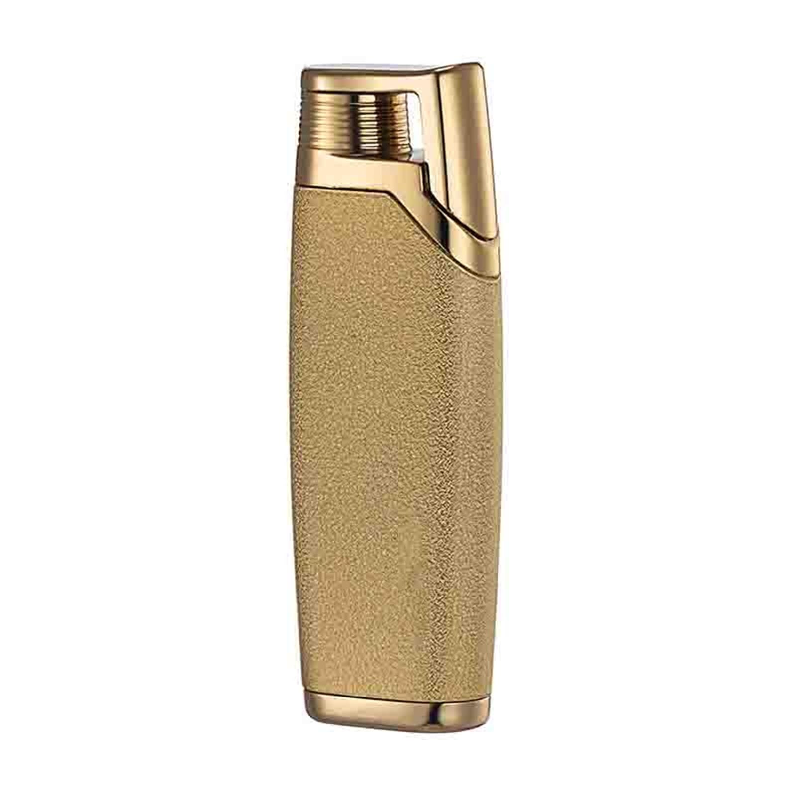 OGQBEAPC Windproof Straight Blue Flame Torch Lighter, Broad Refillable Zinc Alloy Slim Pocket Butane Lighter Adjustable Flame for Camping Gift(E)