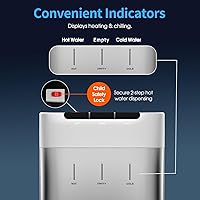 Vista 2 de Self Cleaning Bottom Load Water Cooler Dispenser for 3-5 Gallon Bottles,Hot Cold and Room, Child Safety Lock, LED Display with Empty Bottle Alert