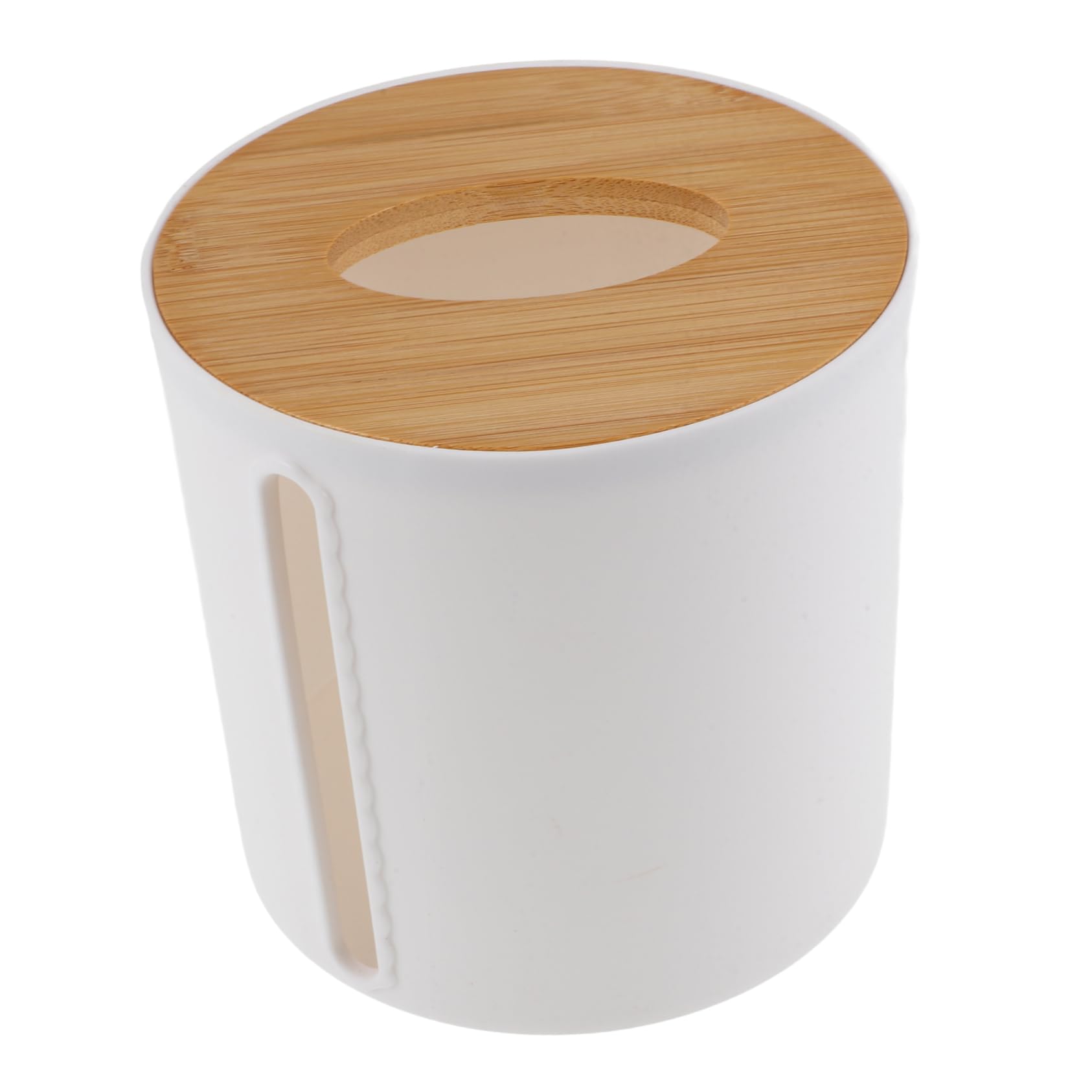 Zerodeko 2 pezzi Dispenser Rotolo Igienica con Bamboo e Contenitore Rotondo per Cucina e Bagno Portarotolo da Stabile per Organizzazione Casa e Ufficio Bianco