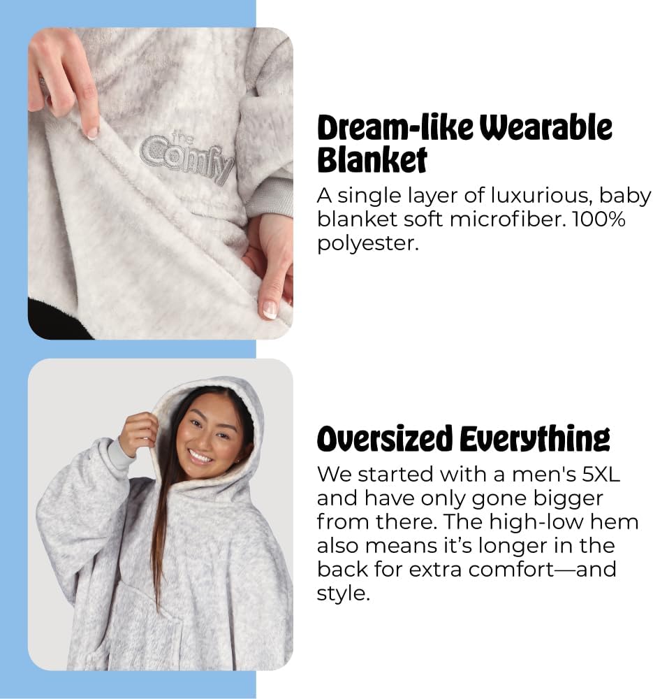 THE COMFY Dream | Lightweight Microfiber Fleece Wearable Blanket, Oversized Design Hood & Pocket from Shark Tank, Cozy Gifts - Image 5