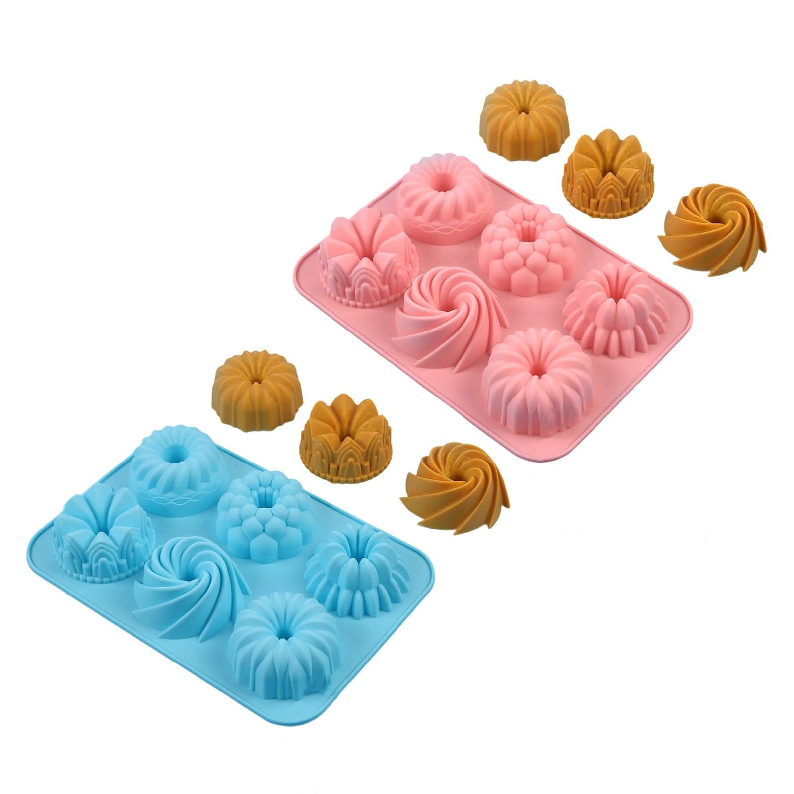 Tsophreniq Silicone Savarin Molds, Nonstick Baking Tools for Cakes with Easy Release & Dishwasher Safe Silicone Cookie