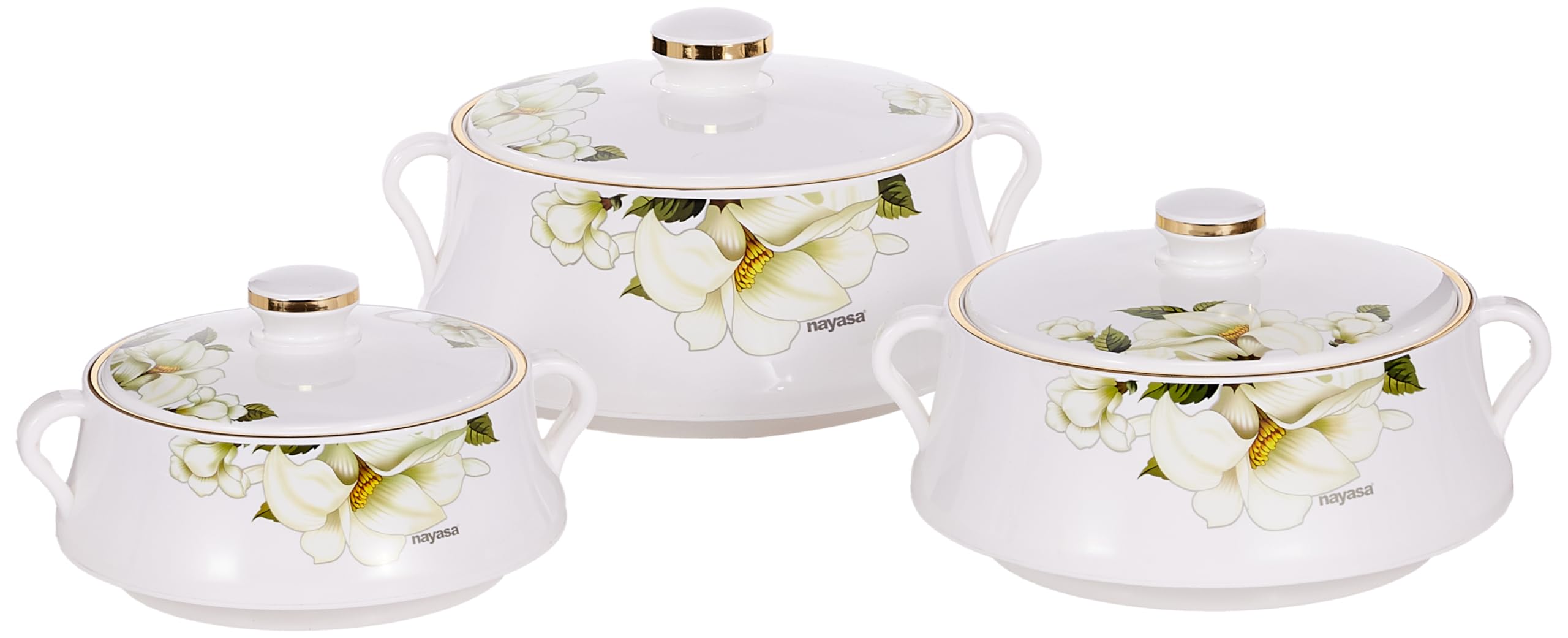 NayasaLorenzo Food Container Casserole Set 3-Pieces, 1.5/2.5/3.5 Liter Capacity