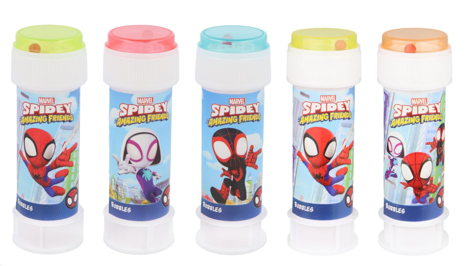 Spidey Bubble Tubs with Wands, 60ml Solution & Maze Lid, Set of 12, Party Bag Fillers & Favours, Ages 3+ (SPIDEY, 12, count)