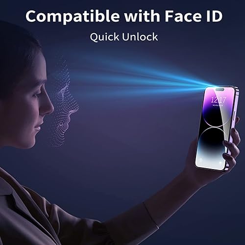 Miniatura 6 de [Paquete de 1+1] Compatible con iPhone 14 Pro Max de 6.7 pulgadas, protector de pantalla de privacidad de dureza 9H de vidrio templado y protector