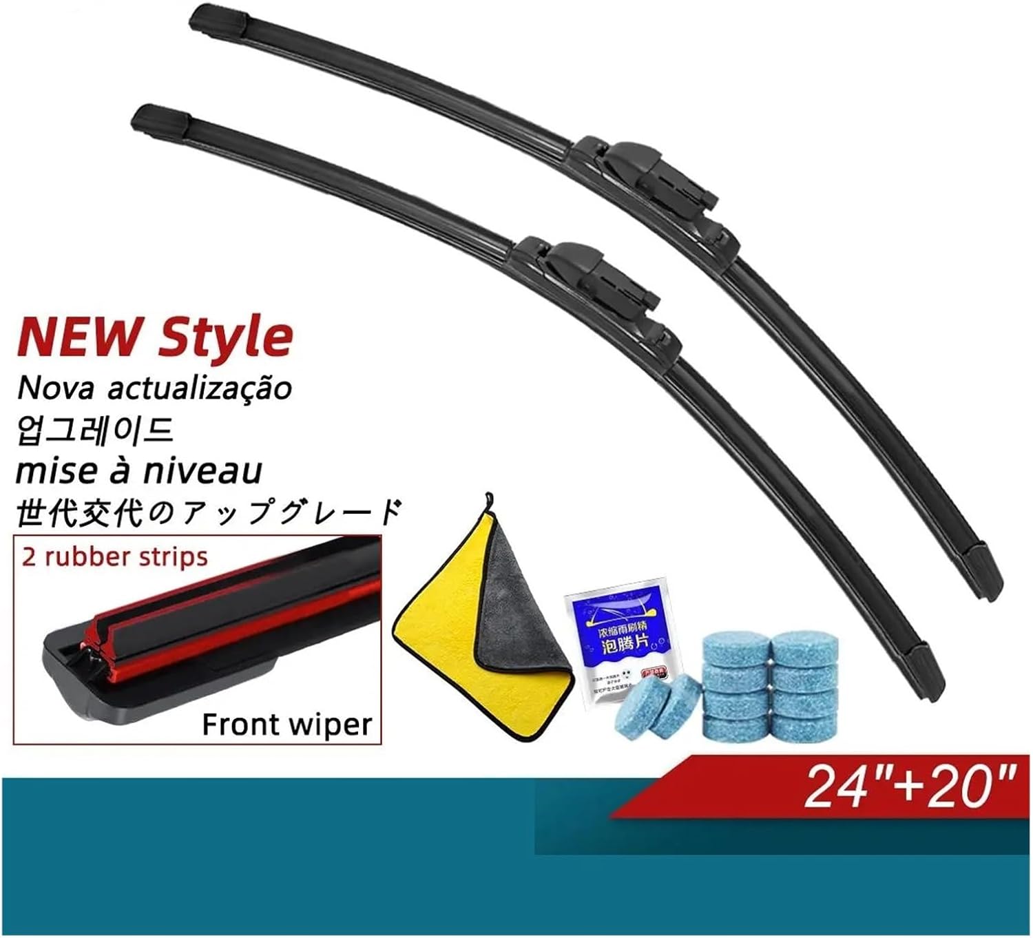 Double Rubber Car Wiper Blades Compatible with 2008-2018 A4 B8 B9 Allroad 2008-2018Front Rear Windscreen Windshield Wipers Car(15 PCS)