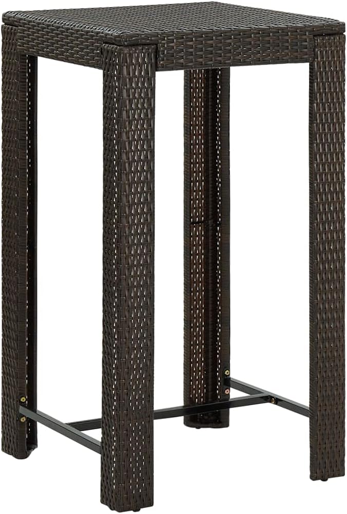 Outdoor Dining Table for Patio Decks, Gardens, Backyards, and Lawn Furniture - Gray Poly Rattan Patio Bar Table