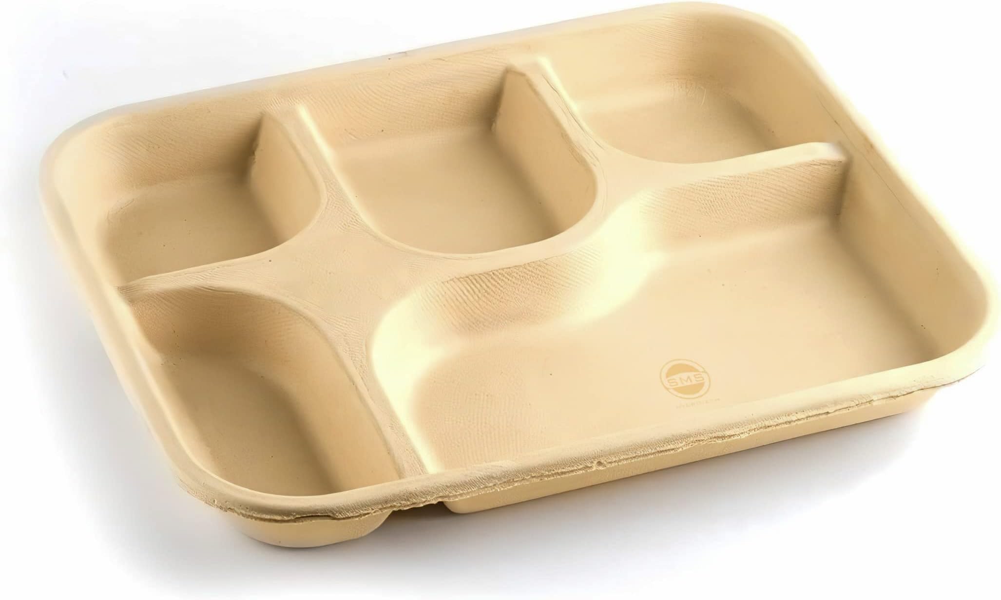 Disposable Plates | 5 Compartment Plate Without Spoon, (Pack Of 25) | Eco-Friendly Plates For Dinner, Biodegradable Plates, Use And Throw Plates, Brown