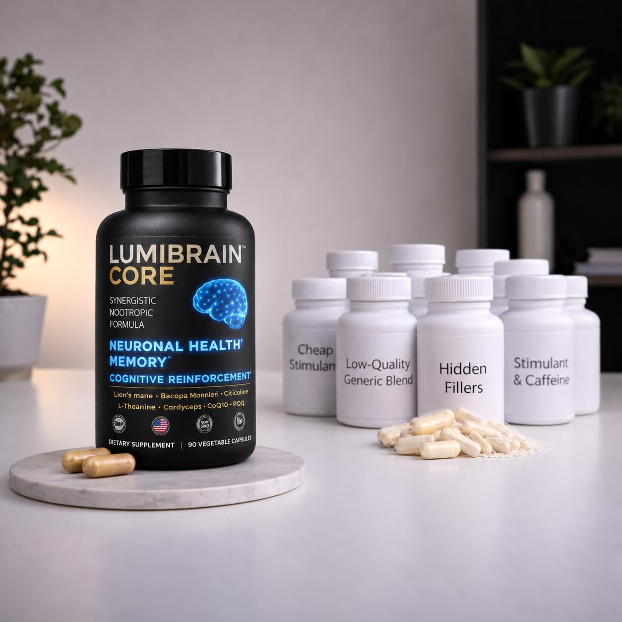 LumiBrain™ CORE Brain Supplement for Memory and Focus, Caffeine-Free Nootropic for Brain Energy, 90 Capsules — Amazon image 5