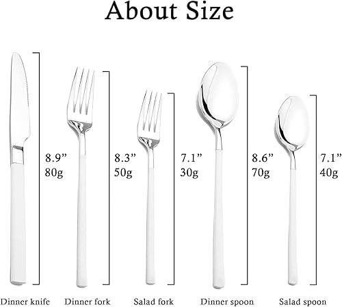 Miniatura 3 de JASHII Juego de cubiertos de 5 piezas, cubiertos de acero inoxidable 1810 para 1, regalo resistente, utensilios de cocina, espejo pulido, apto para