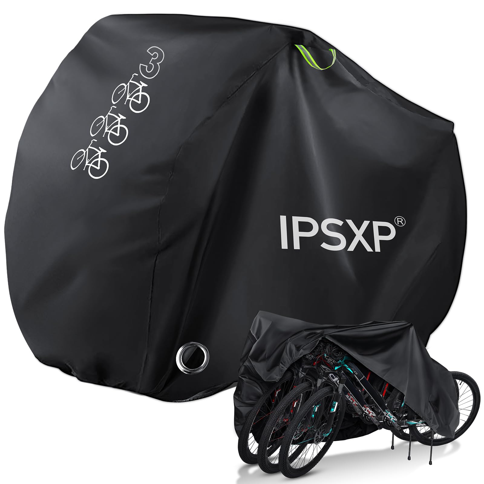 IPSXP Custodia Bici,Telo Copribici con Lock HoleBorsa di stoccaggio,Impermeabile Anti UV Antipolveri per Esterni(L 208 x H 112 x W 110cm),può Coprire 3 Custodia Bici con Sacchetto per Il Trasporto.