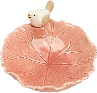 Cute Bird Lotus Ceramic Trinket Dish,Jewelry Ring Dish, Ceramic Trinket Tray, Key Bowl, Dessert Plate,Bathroom Decoration Red