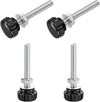 Vista 43 de Uxcell 4 juegos de perillas estriadas con tornillos de pulgar y tuercas, rosca macho métrica M6 x 35 mm, cabeza de plástico de 25 mm, perillas