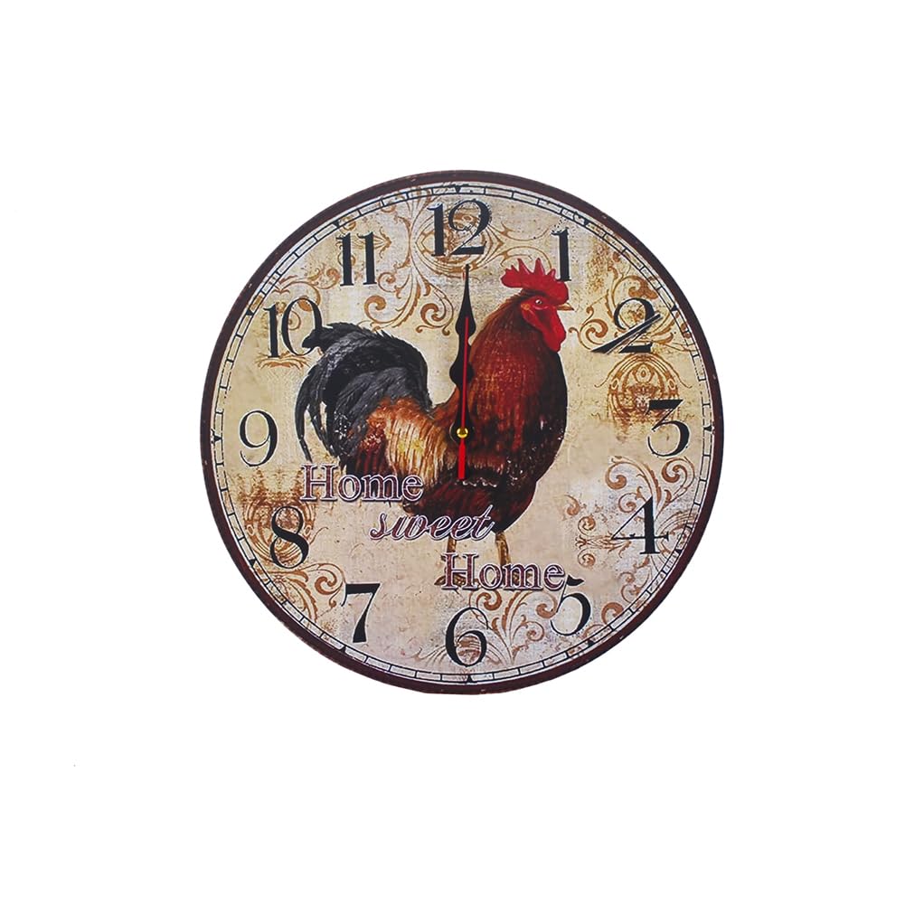 Horloge murale rétro coq pour une cuisine chaleureuse et zen