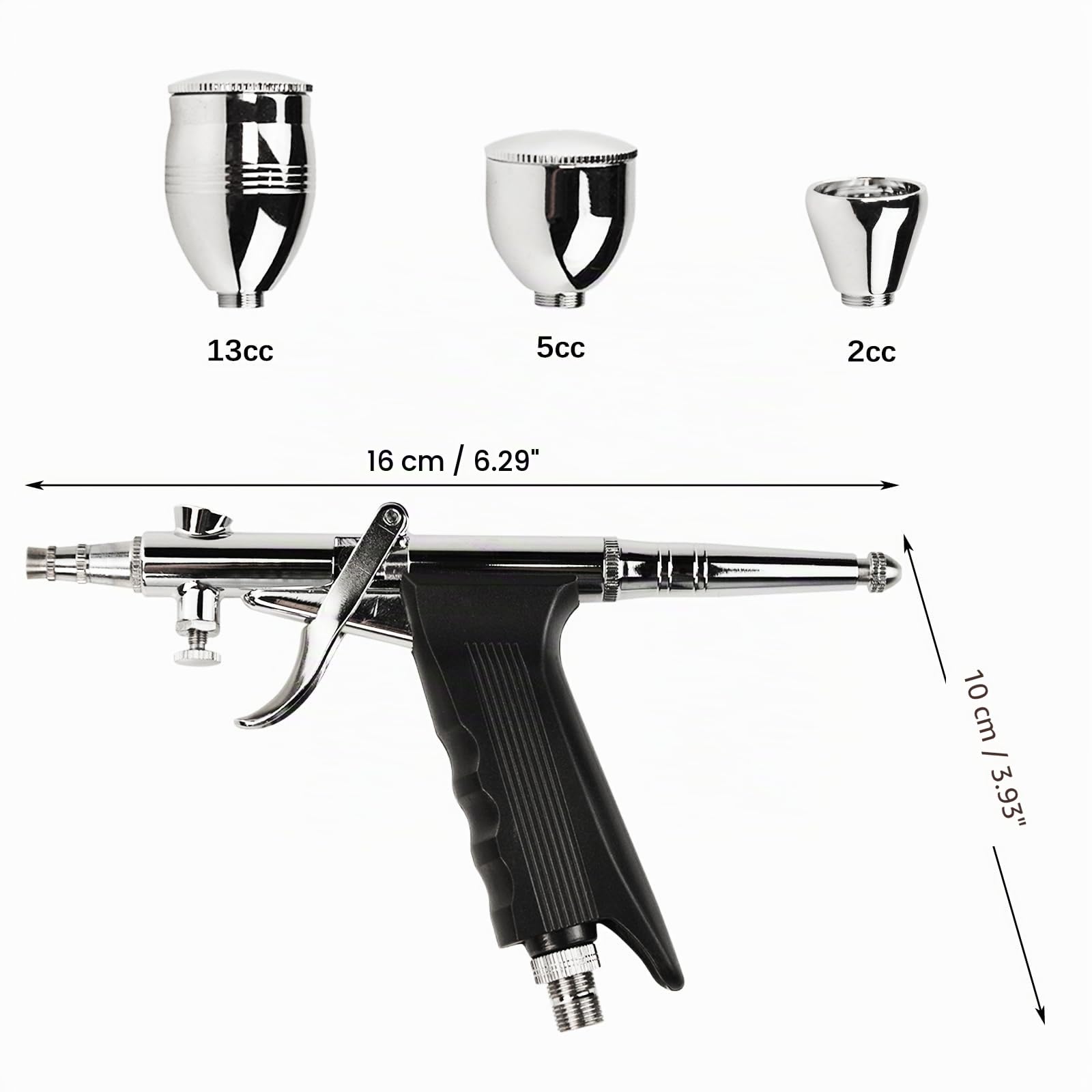 Juego de pistola aerógrafo, kit de pistola aerógrafo portátil de doble acción con boquillas de 0,2/0,3 mm/0,5 mm y taza de 3 cc/7 cc/11 cc, kit de pistola aerógrafo profesional
