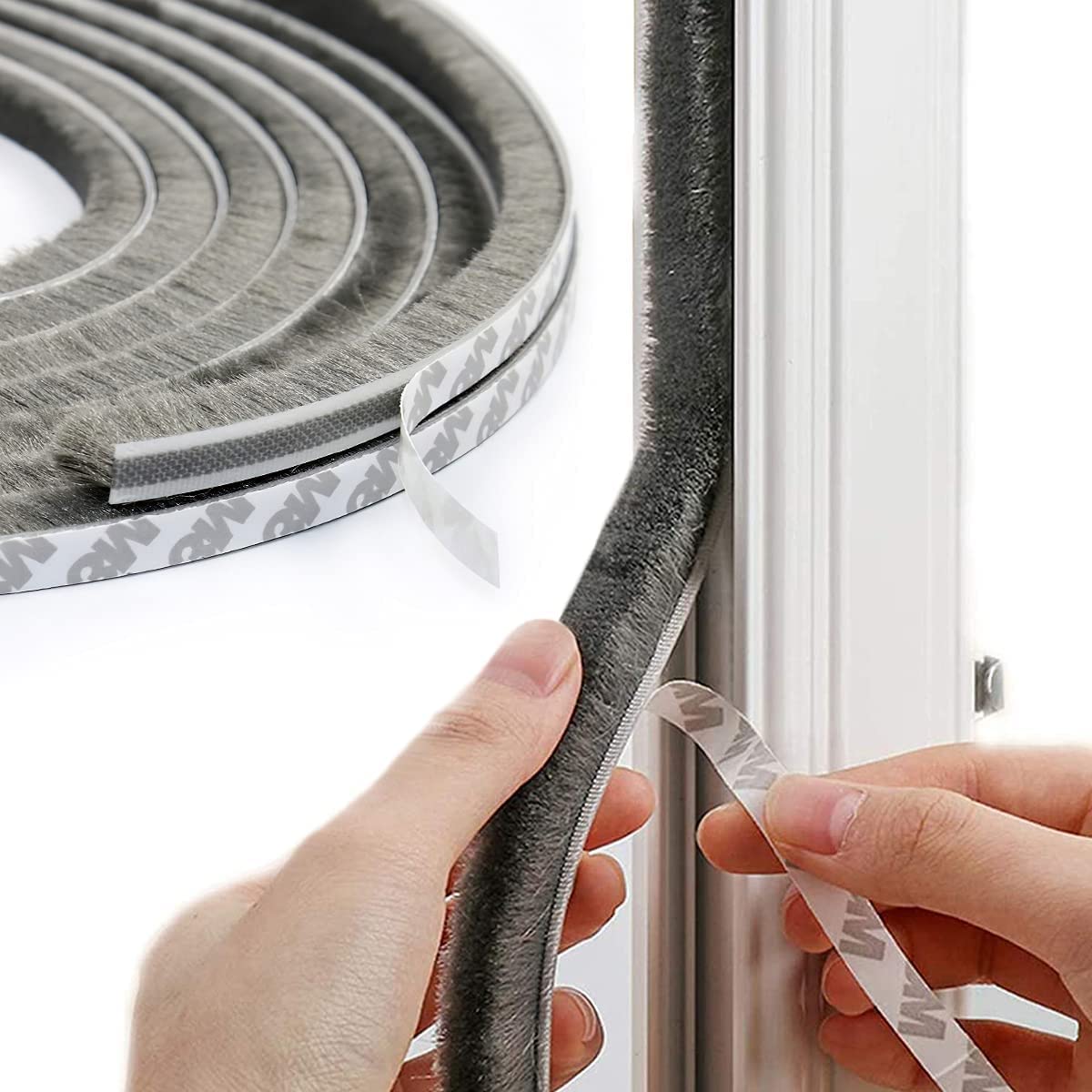 FRONTED 10 Meter Soundproof Window Sealing Strips, Windproof Dustproof Door Window Frame Seal Self Adhesive Brush Strip, Sliding Window Seal, Window Door Seal, Sliding Door Seal Strip.