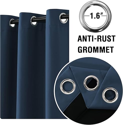 Miniatura 3 de H.VERSAILTEX Paneles de cortina 100% opacas de 96 pulgadas de largo, con aislamiento térmico, cortinas opacas con forro para dormitorio, dos capas