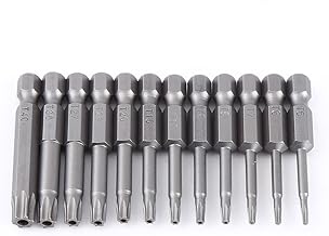 12 peças kit de bits de chave de fenda de 1/4 de polegada, cabeça de estrela magnética de aço s2, para chave de fenda elétrica, chave de fenda manual, furadeira elétrica, com t5, t6, t7, t8, t9, t10,