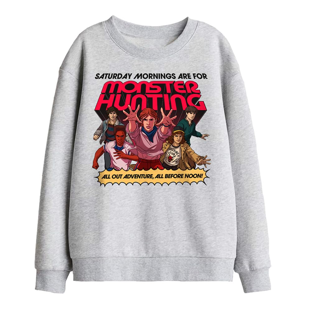 Stranger Things Monster Hunting Kids Sweatshirt, Athletic Heather