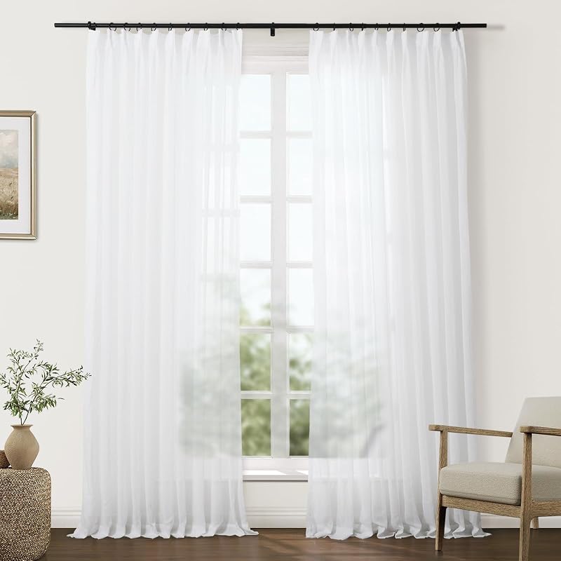 TWOPAGES Pinch-Pleat Sheer Curtains, 96in — $76