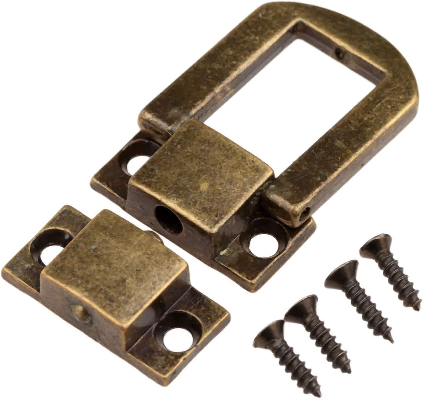 Bronze Tone Hasp,Vintage Lock Clasp,Antique Latch Hook,5Pc 25x20mm Antique Bronze/Gold Box Hasps Metal Lock Catch Latches for Jewelry Chest Box Suitcase Buckle Clasp Vintage Hardware (Co(Anti