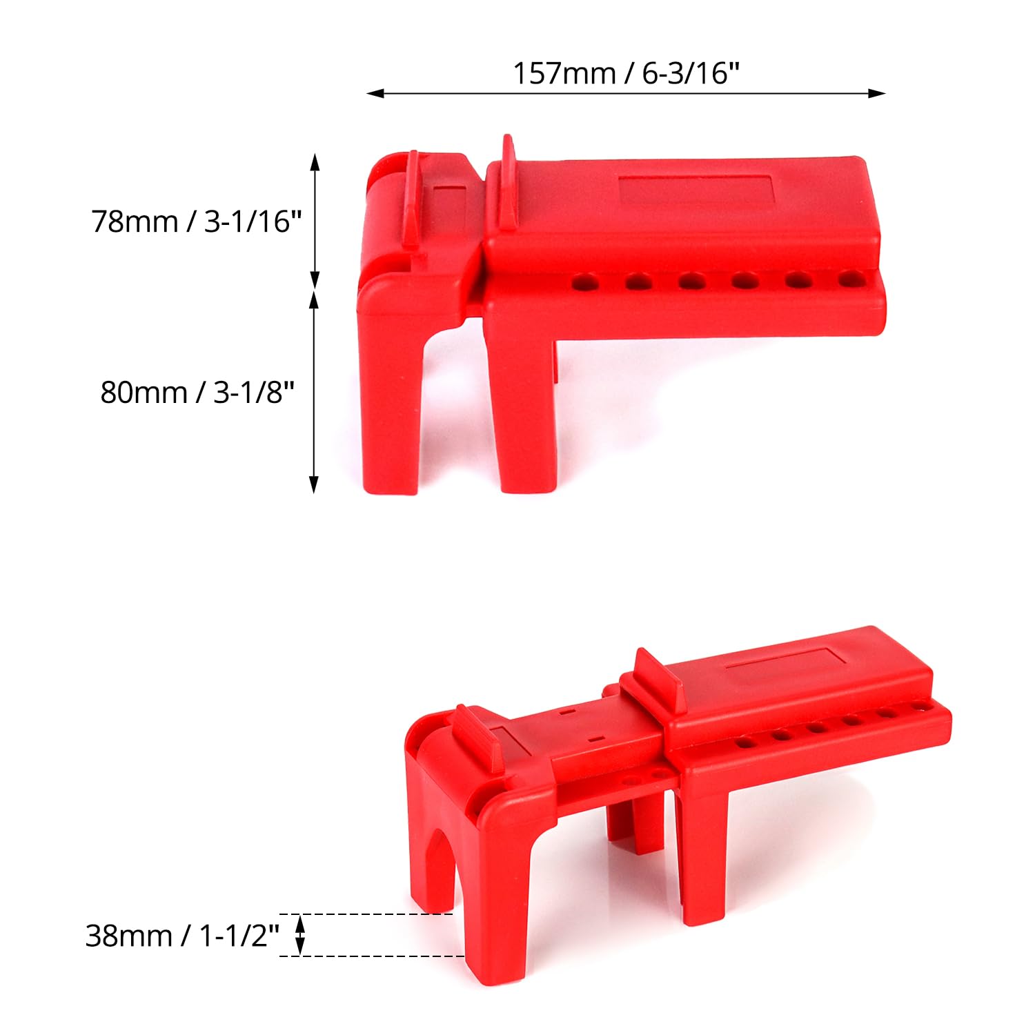 QWORK Bloqueo de válvula de bola, bloqueo de seguridad, 1/2 a 2-1/2 pulgadas de diámetro, paquete de 20, rojo