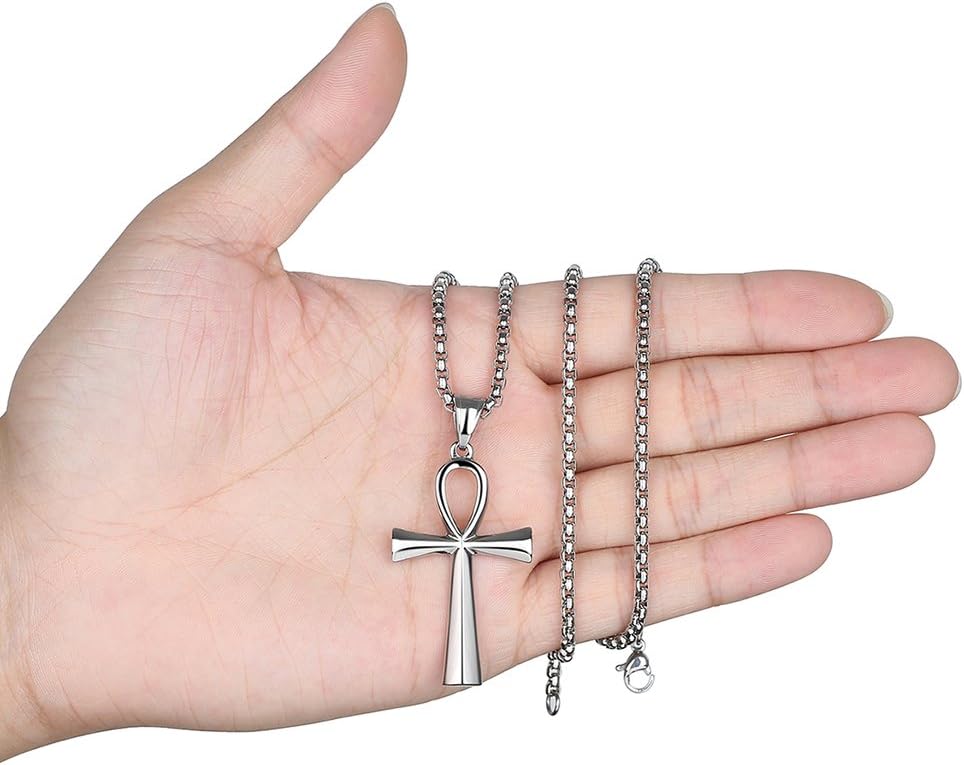 REVEMCN Reve Stainless Steel Coptic Ankh Cross Religious Pendant Necklace for Men Women, 20-24 Inches Chain - Image 5