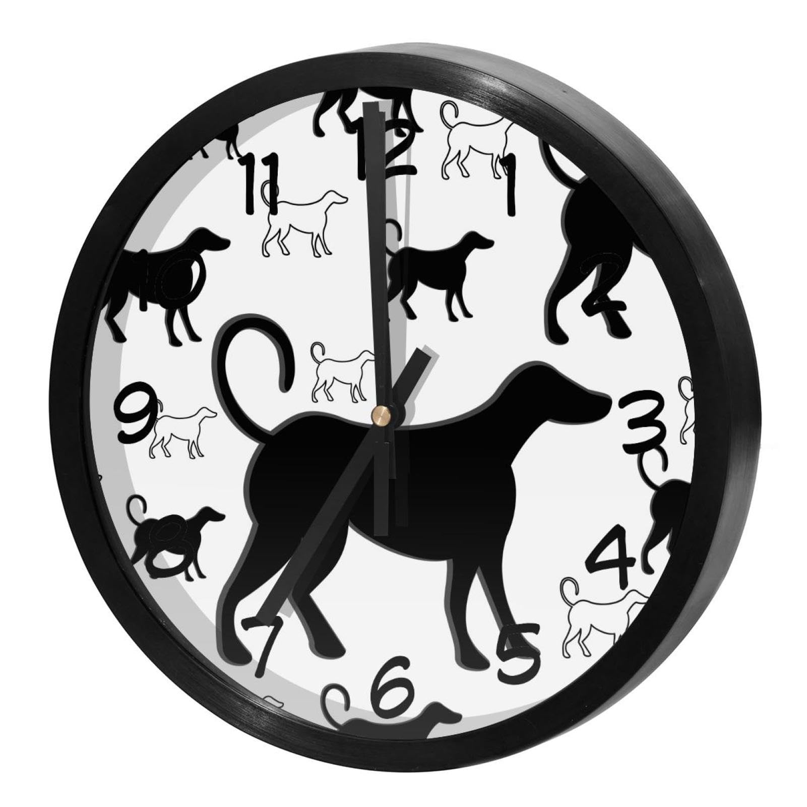 Horloge murale silencieuse pour cuisine et bureau décor de chiens sur fond blanc