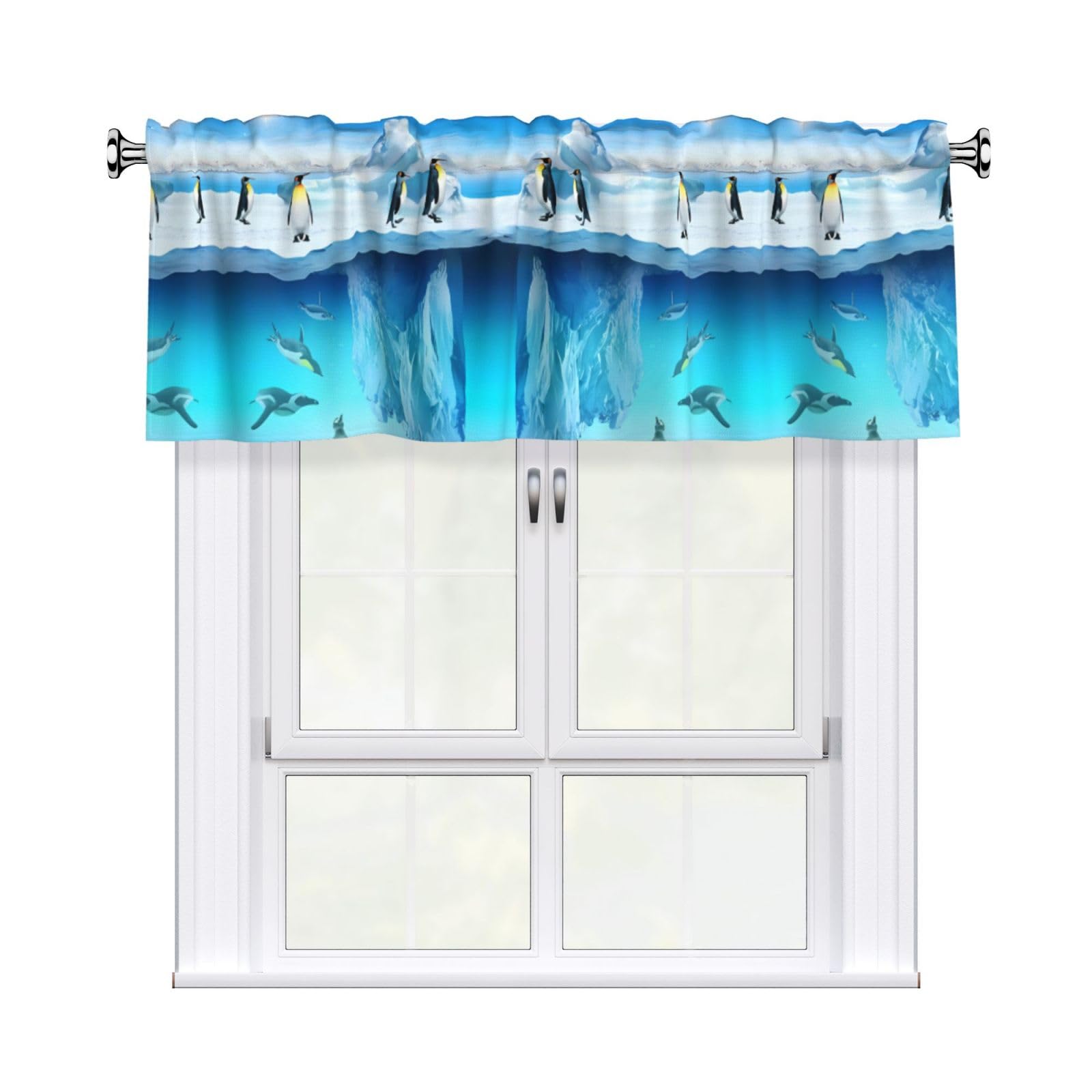 HJFCZH Penguins On The Iceberg Prints Durable Window Layer – 54x18 Inch 100% Polyester Peach Skin Valance for Long-Lasting Style