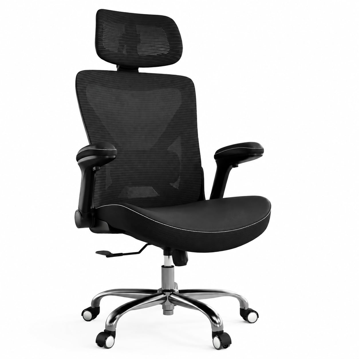TRALT Bürostuhl - Ergonomischer Bürostuhl mit Verstellbare Lordosenstütze Kopfstütze Office Desk Chair - Gaming Stuhl in X-Form Büro Stuhl - Schreibtischstuhl Computerstuhl 150kg Dark Schwarz