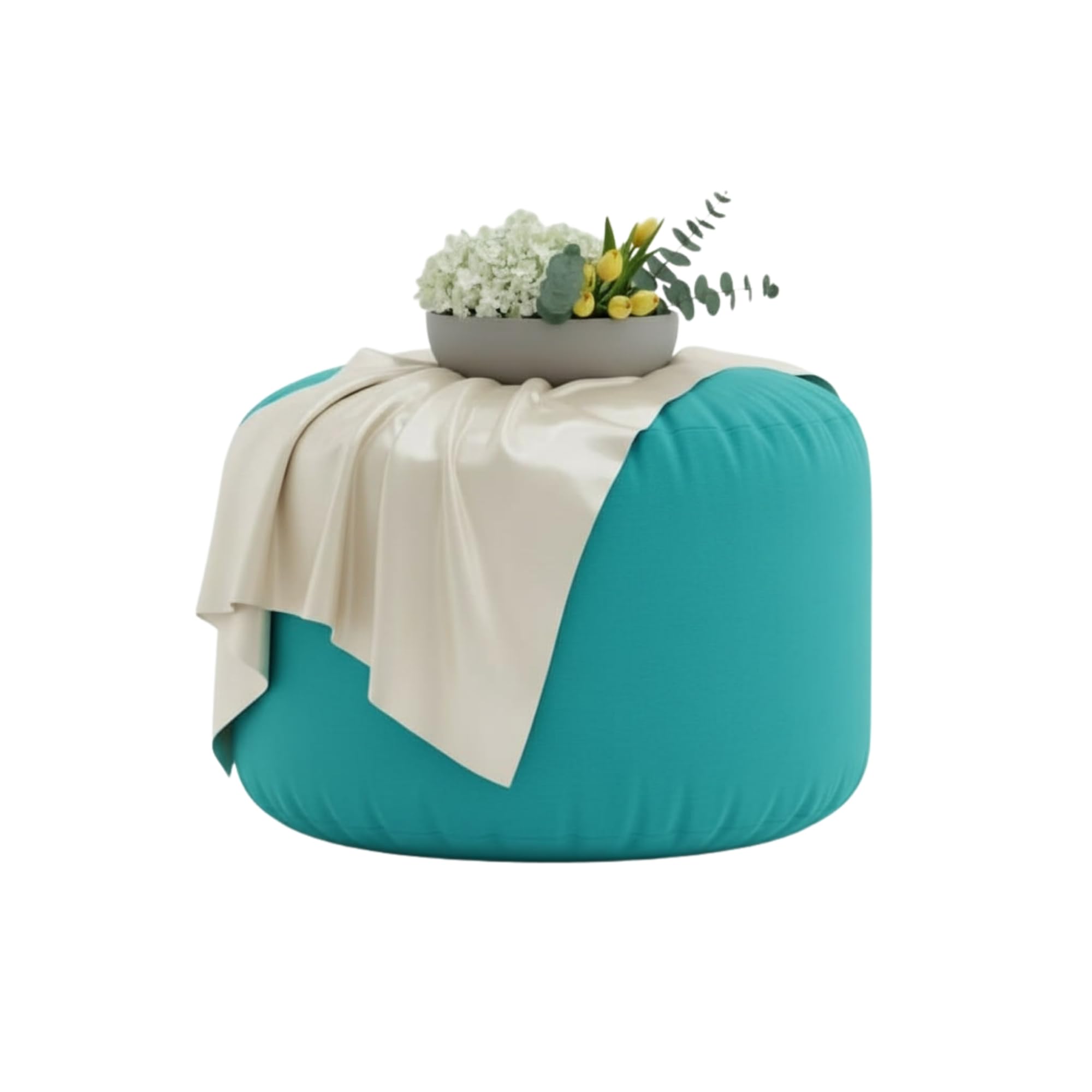 Kosiproducts Beanbag Ottoman Footstool Round Pouf Chair Pouffe Water Resistant 100% soft luxury Polyester (Turquoise 35x35x35) โ image 1