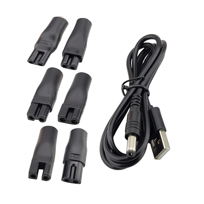 Cabo de carregamento USB 5V YBSCJHGR com 6 pontas para barbeadores e aparadores elétricos