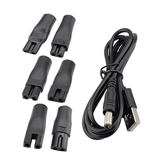 7 PCS Replacement Power Cord 5V USB Charging Cord Set Fit for a Various Types of Electric Hair Clippers, Beard trimmers, Shavers, Beauty Instruments, Electric hairdressers, Desk Lamps, Purifiers