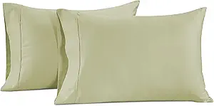 LANE LINEN Queen White Pillow Cases Set of 2, 100% Egyptian Cotton Cases, Sateen, White- Perfect for Home, Hotels & Hospital Use, Standard Size - Seafoam