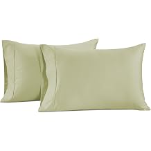 Pillow Case Covers King, Set of 2, 100% Egyptian Cotton Sateen, Soft Cool & Smooth Pillow Cases - Seafoam
