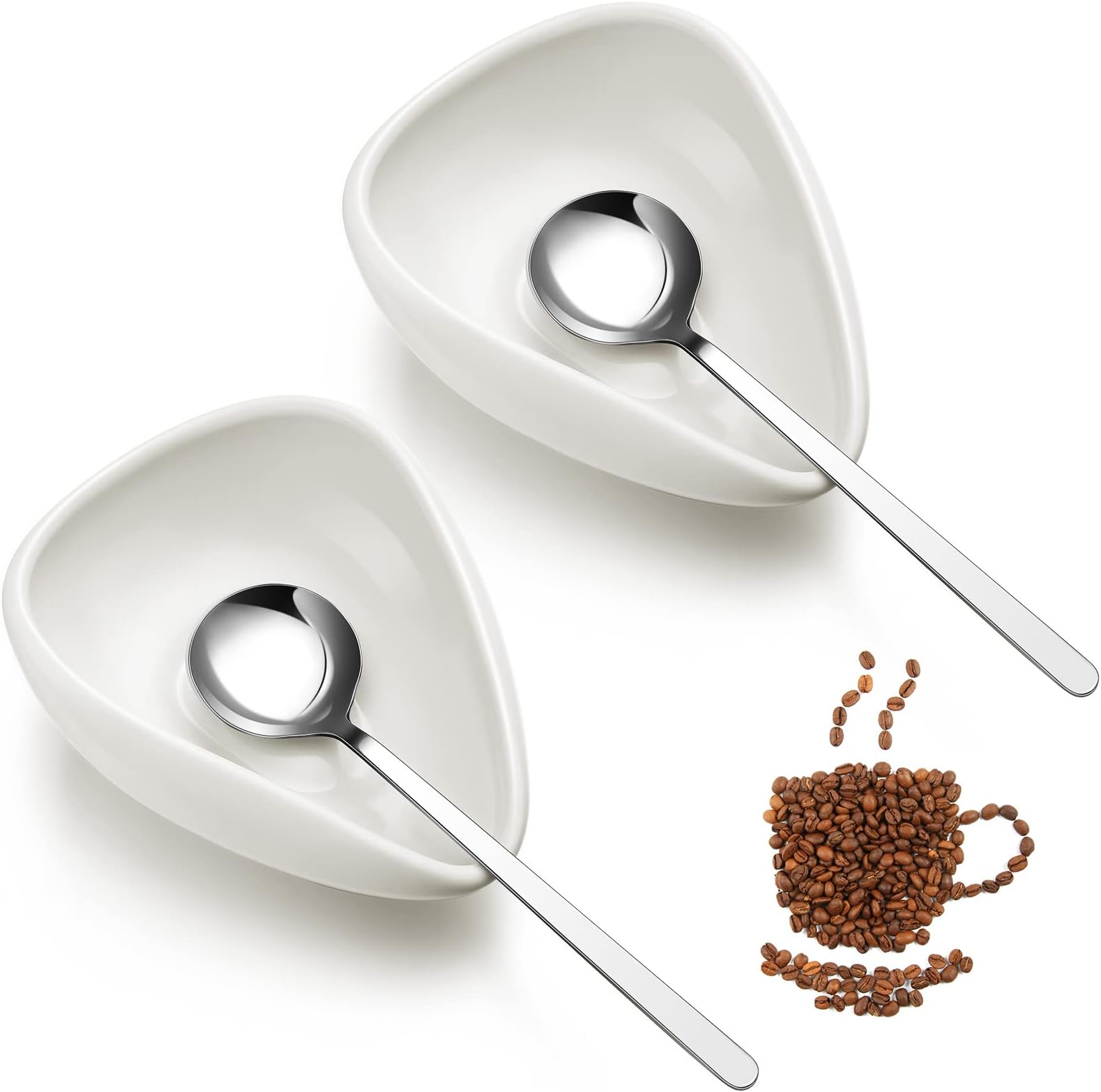4 Pieces Coffee Spoon Rest and Spoon Small Teaspoon Holder Ceramic Coffee Stirrers Rest for Bar Kitchen Accessories nice Present