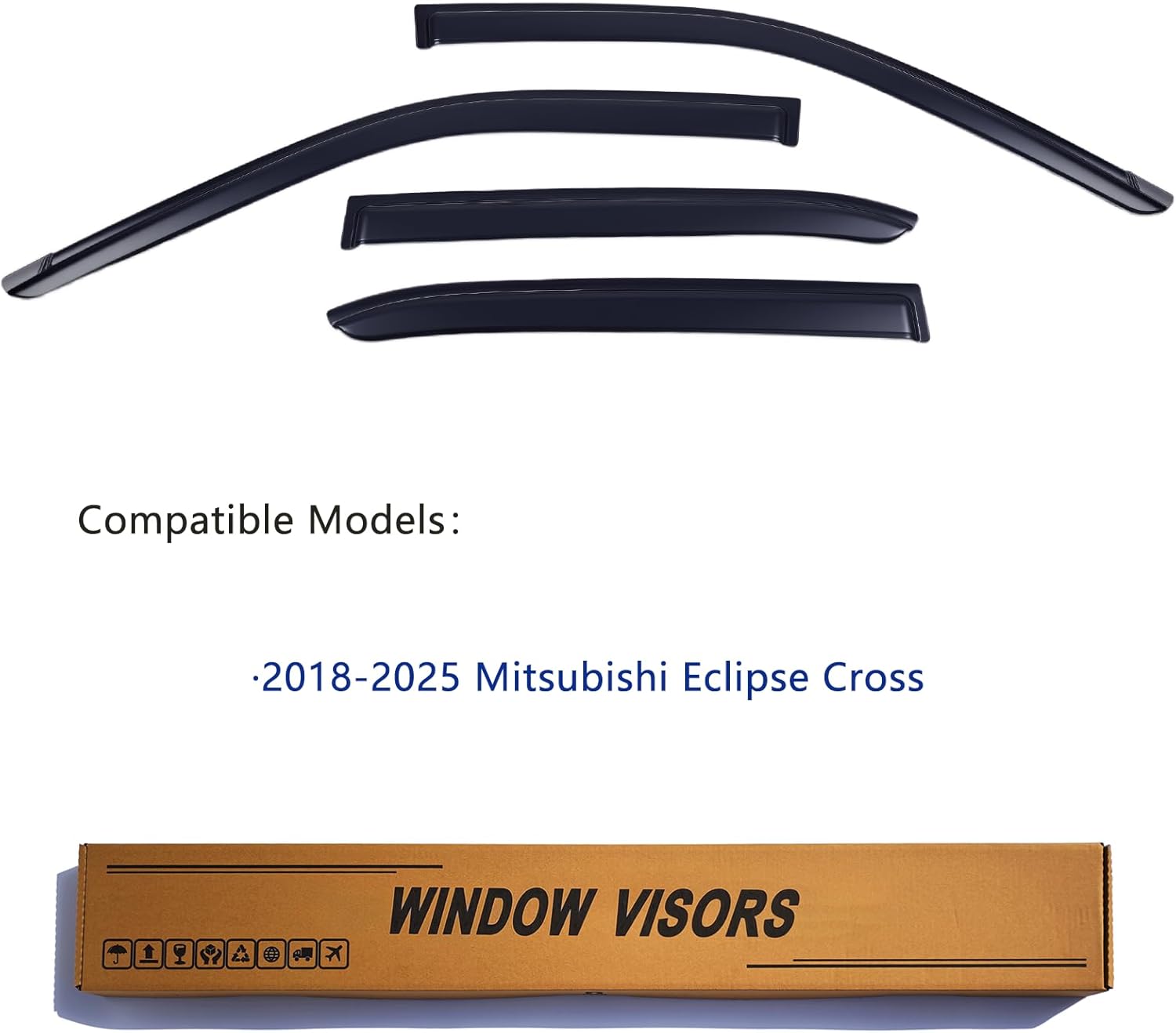 Window Visors Rain Guards fits 2018-2026 Mitsubishi Eclipse Cross, Window Wind Deflectors Vent Shades Accessories, Out-Channel, Dark Smoke 4 Pcs, 2019 2020 2021 2022 2023 2024 2025