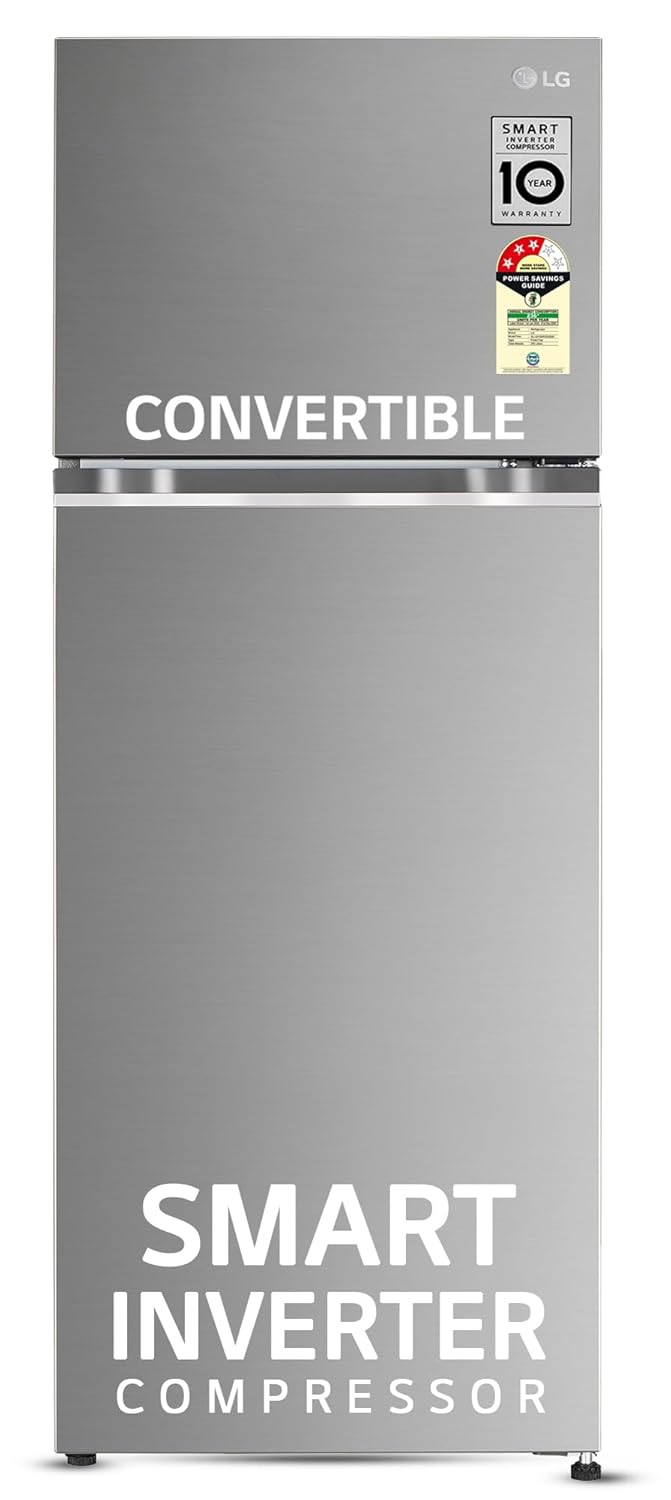 LG 272 L 3 Star Frost-Free Smart Inverter Compressor Double Door Refrigerator (GL-S312SPZX, Shiny Steel, Convertible & Multi Air Flow Cooling)