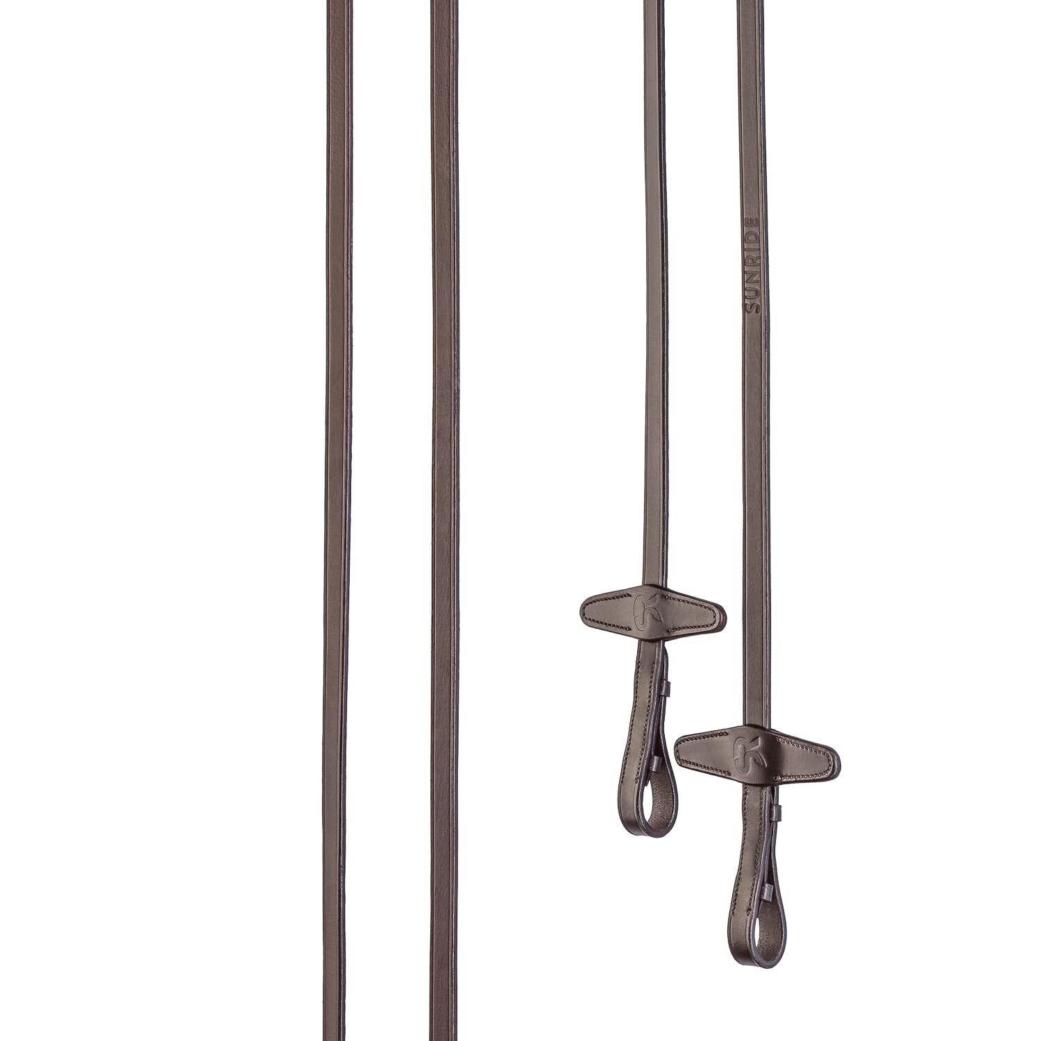 SUNRIDE Rênes en Cuir séparables sans Barrettes pour Chevaux, en Cuir véritable Souple (Full 280 cm, Marron)