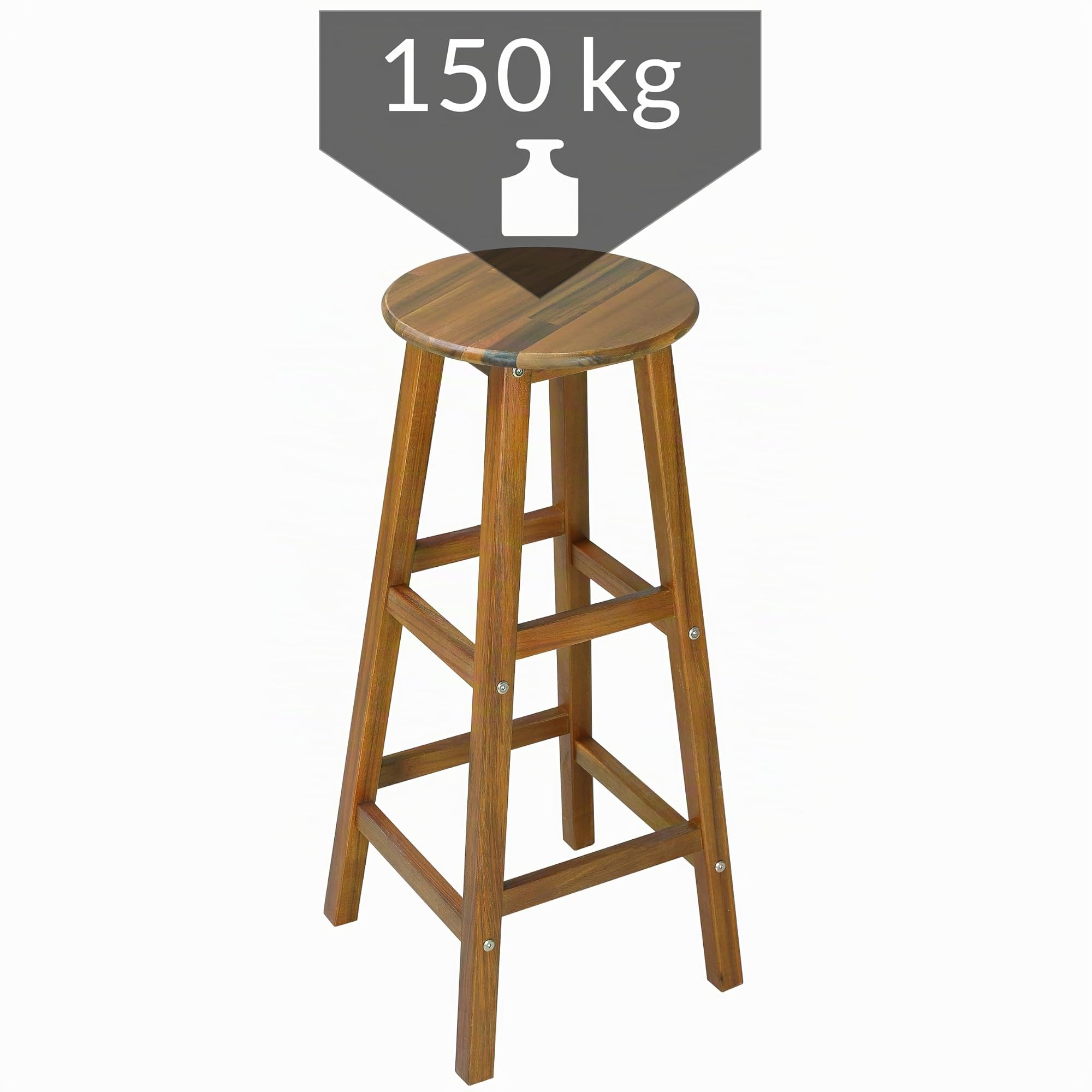 Casaria Table Haute avec 2 tabourets Ensemble de Bar en Bois d'acacia Mange Debout intérieur extérieur