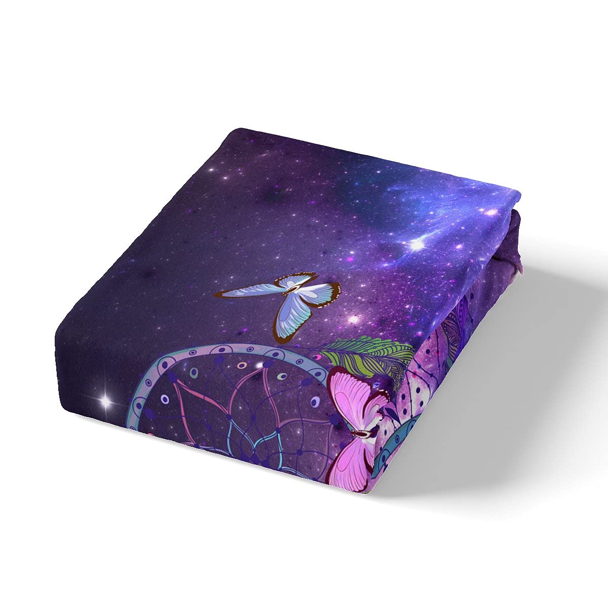 Traumfänger-Bettwäsche, 3-teilig, Motiv: Sternenhimmel, Traumfänger, Traumfänger, Federn, ultraweiches Bettwäsche-Set, Bettdeckenbezug, King-Size-Größe