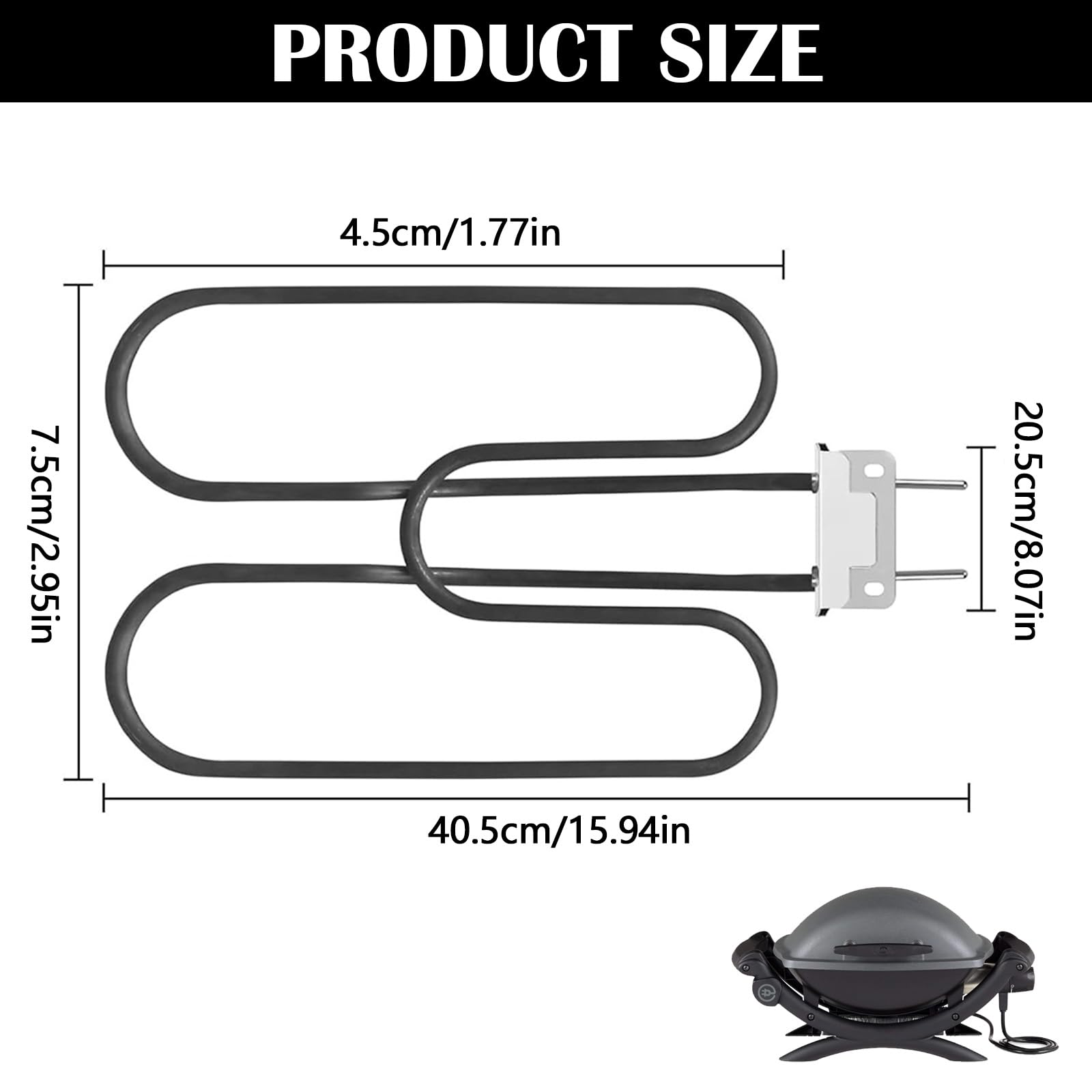 éLément Chauffant Rechange Pour Weber Barbecues éLectriques Q140 Et Q1400 Séries 66631 80342 80343 65620 éLément Chauffant En Acier Inoxydable Résistance De 230V 2200W