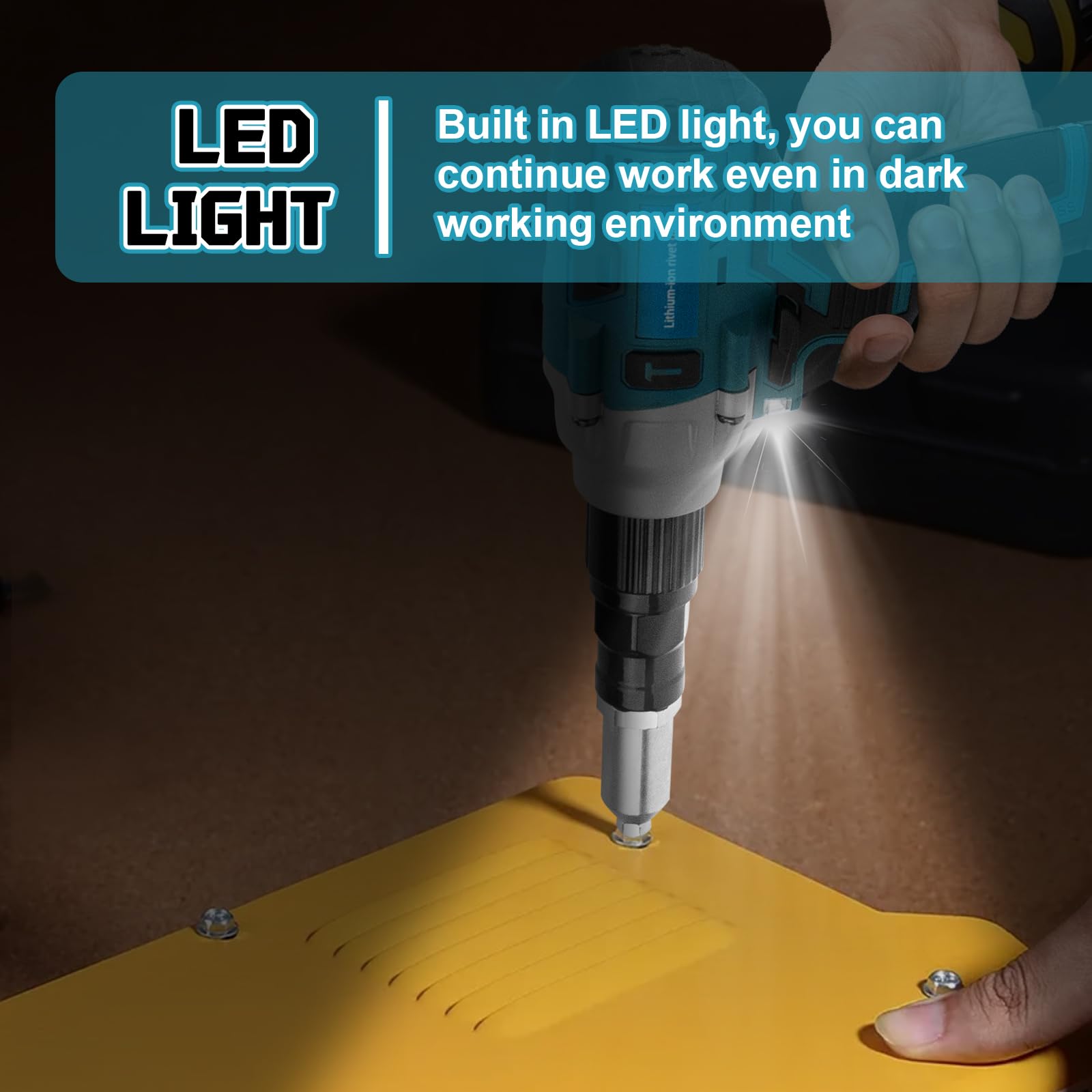 Pince à riveter sans fil Compatible avec Makita 18V batterie, Outil de rivetage électrique sans balai avec lumière LED pour rivets aveugles 2.4-5.0 mm (Sans Batterie)