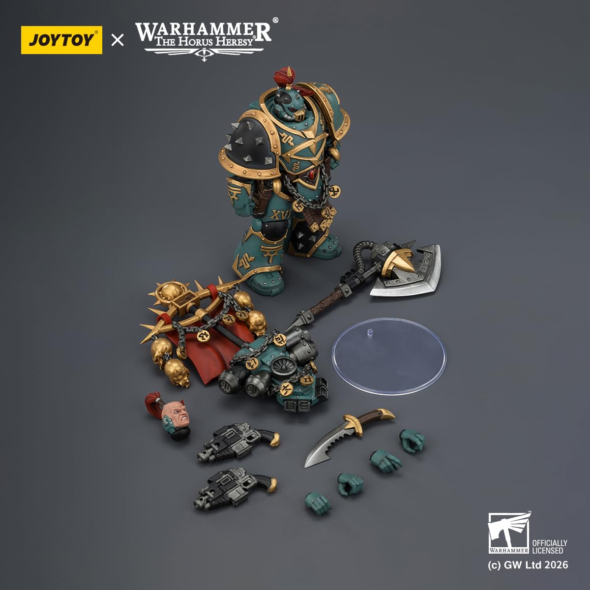 TOYVERSE JOYTOY Warhammer The Horus Herejy Sons of Horus Vheren Ashurhaddon Master of the True Sons with the Hacha Serpentis Figura de acción a escala 1/18, modelo de personaje para mayores de 15 años