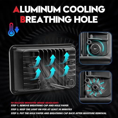 Miniatura 5 de VEHICODE Faros delanteros LED de 4 x 6, 4 piezas con halo DRL luz de señal de giro H4651 H4656 H4666 haz sellado alto y bajo H4 Kit de conversión de