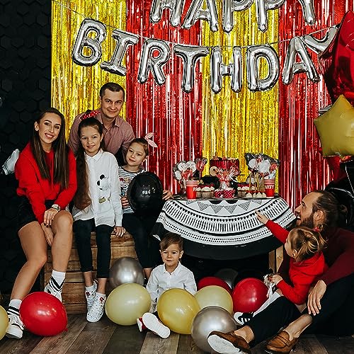 Image of BEISHIDA 4 Pcs Red and Gold Party Streamers Fringe Foil Curtain Backdrop Tinsel Background Party Decoration for Chinese New Years Graduation Birthday Wedding Anniversary Christmas Party Decoration