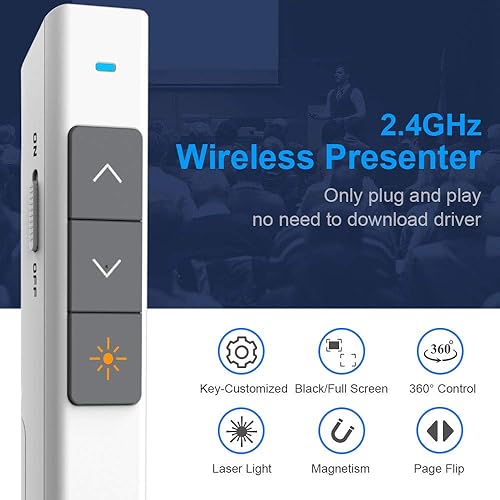 Miniatura 2 de NORWII N26 Presentador inalámbrico con puntero láser de 300 pies, 2.4 GHz Clicker de presentación para presentación de PowerPoint, PPT PowerPoint