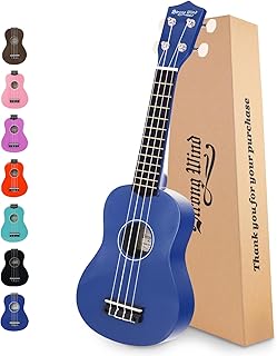 Strong Wind Sopran Ukulele 21 Zoll Lindenholz Ukulelen für Anfänger Vier Saiten Hawaii Gitarre Weihnachten Ukulele für Erwachsene Jugendliche Blau