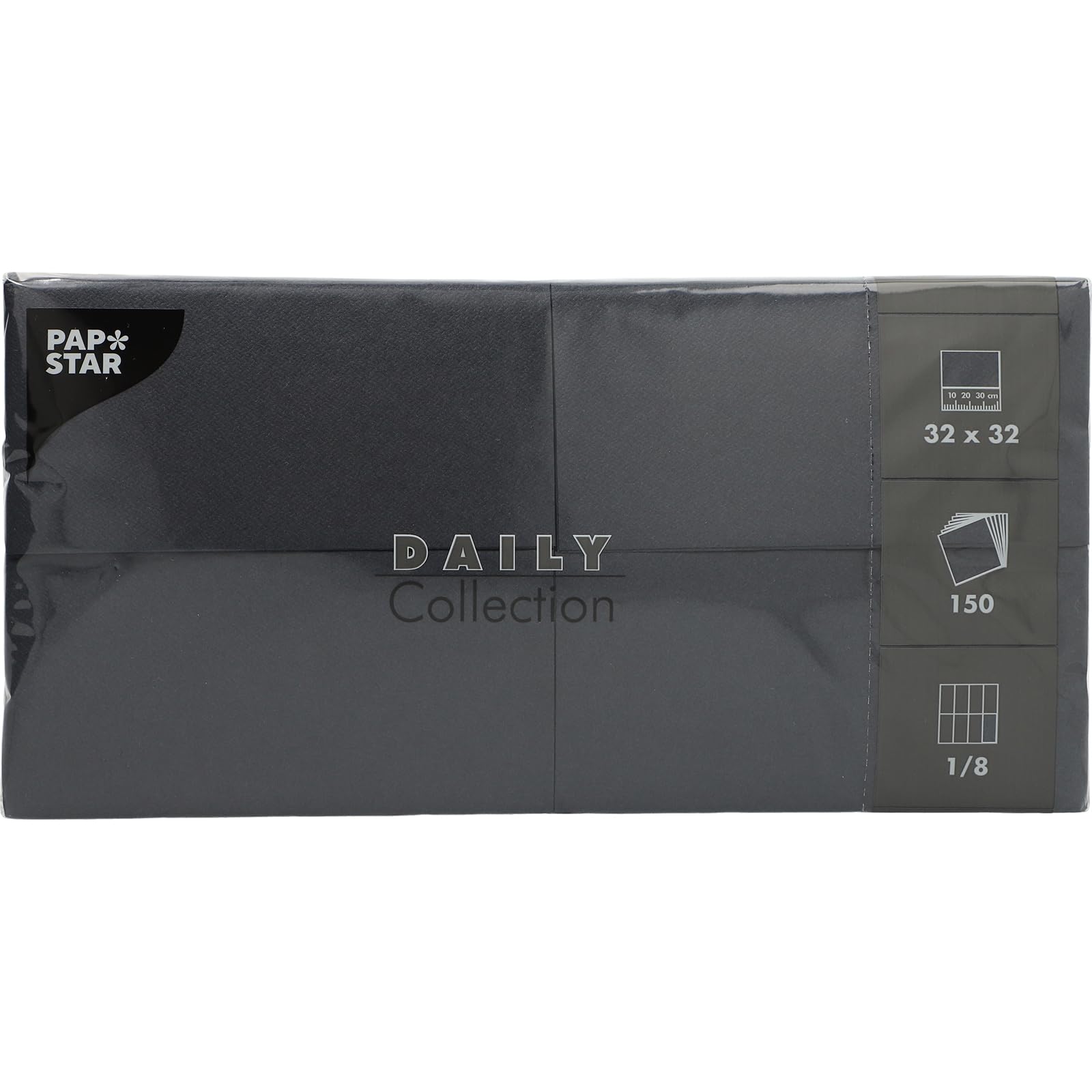 PAPSTAR 900 servilletas 'Daily Collection' pliegue 1/8 32 cm x 32 cm negro