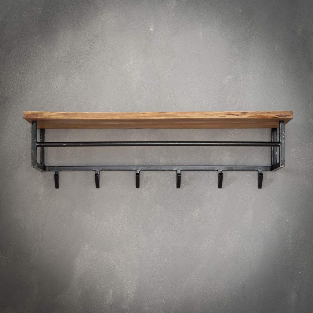 Maison ESTO Wall-Mounted Coat Rack with 6 Hooks 100 cm Wide Acacia